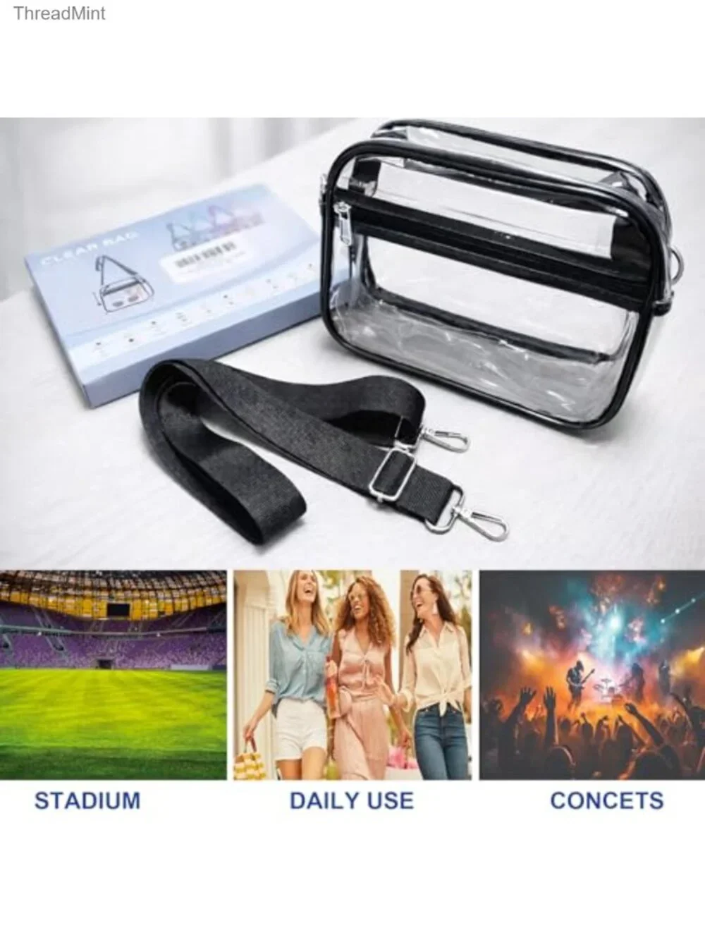 Clear Crossbody Satchel Stadium Approved PVC Handbag